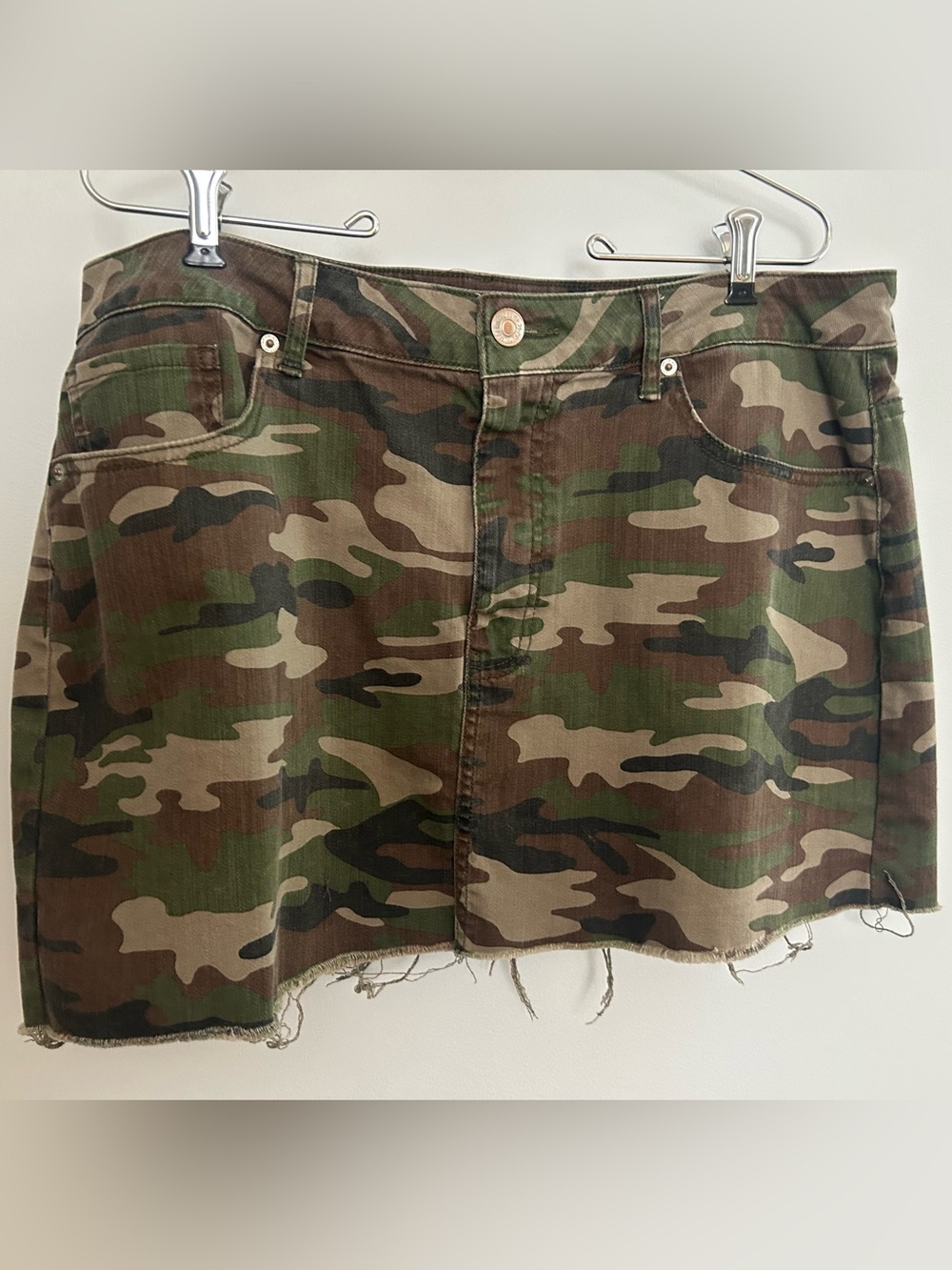 Forever 21 Green Camo Denim Jean Mini Skirt Women’s Plus Size 2X